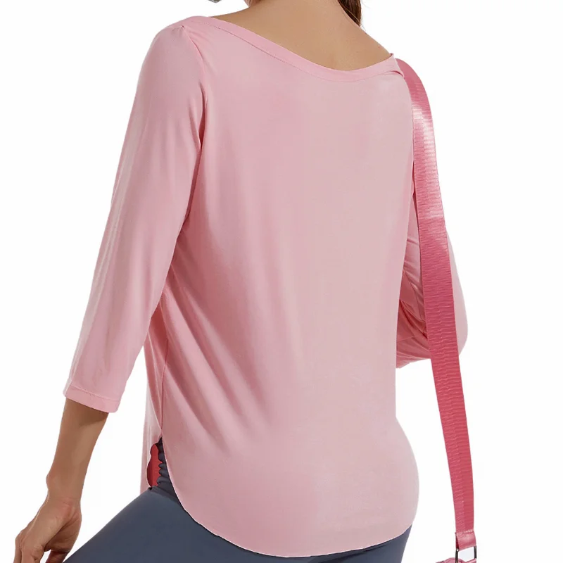 Women's Sports Tops Cropped Sleeves New Loose Soft Fitness Yoga T-Shirt Breathable Running Quick Dry Fitness Wear Sportswear