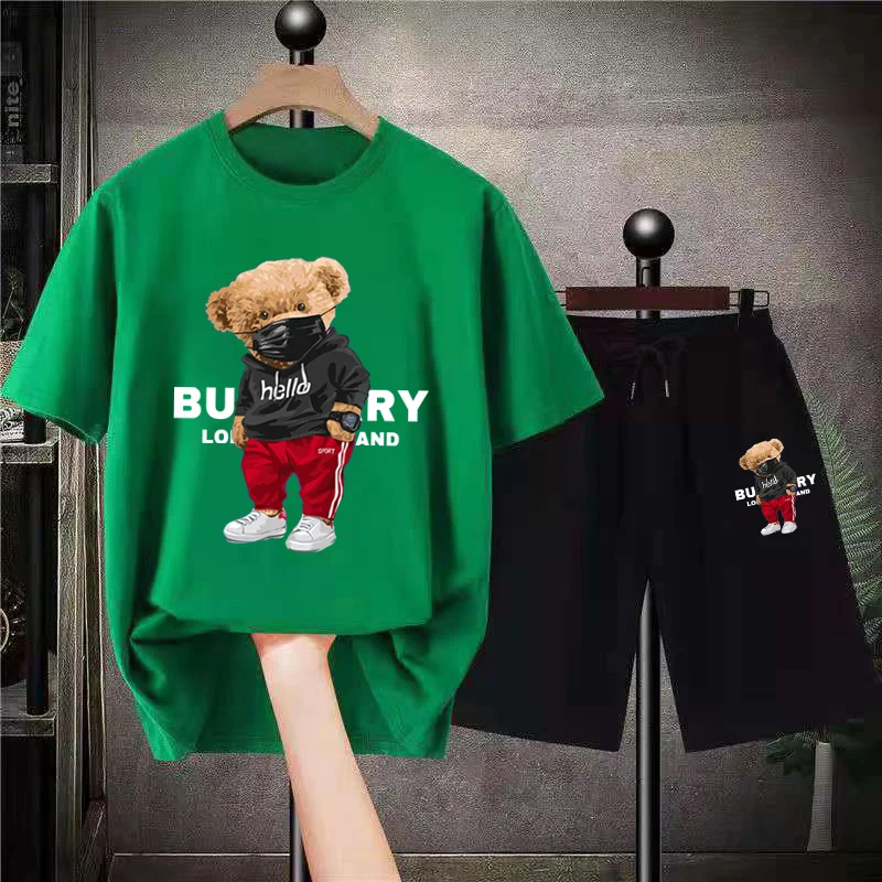 2 Piece Outfits For Men Men's Clothing Summer Streetwear Tracksuit Jogging Suit Solid Color Men Oversized T-shirts Shorts Sets