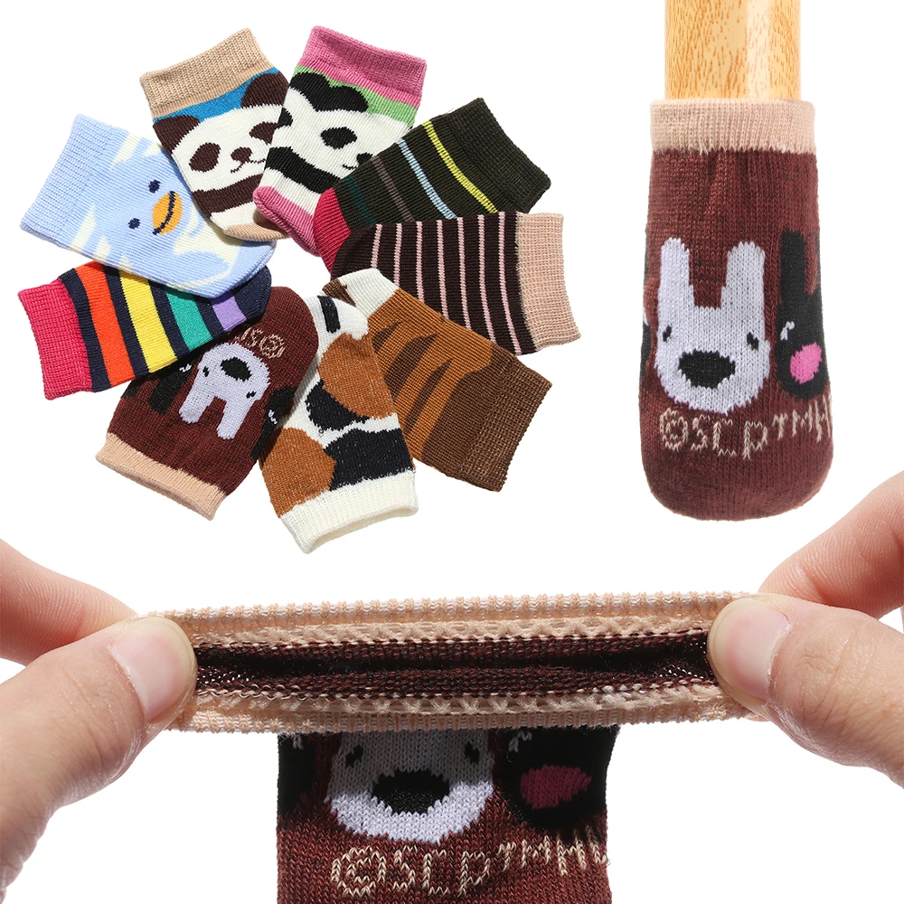 

4Pcs 9*5cm Cartoon 14 Styles Furniture Home Decor Table Foot Socks Chair Leg Covers Floor Protectors Knitting Sock
