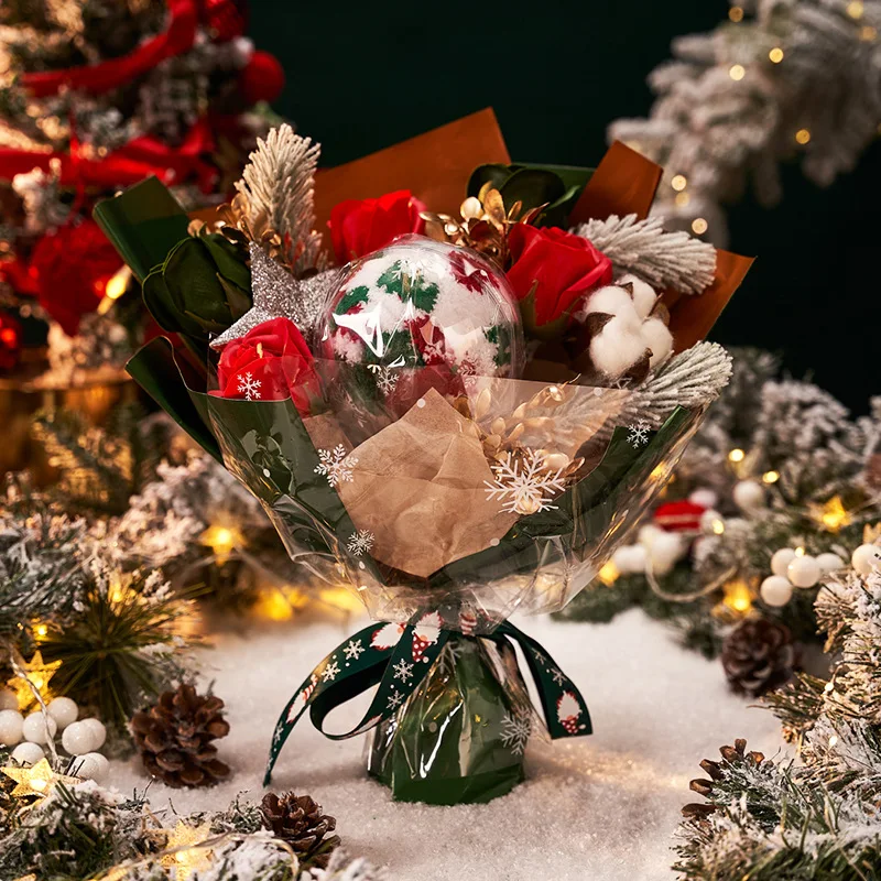

Christmas Doll Fawn Soap Bouquet Forever Flowers Rose Bouquet Christmas Gift Christmas Decorative Xmas Bouquet Children'S Gift
