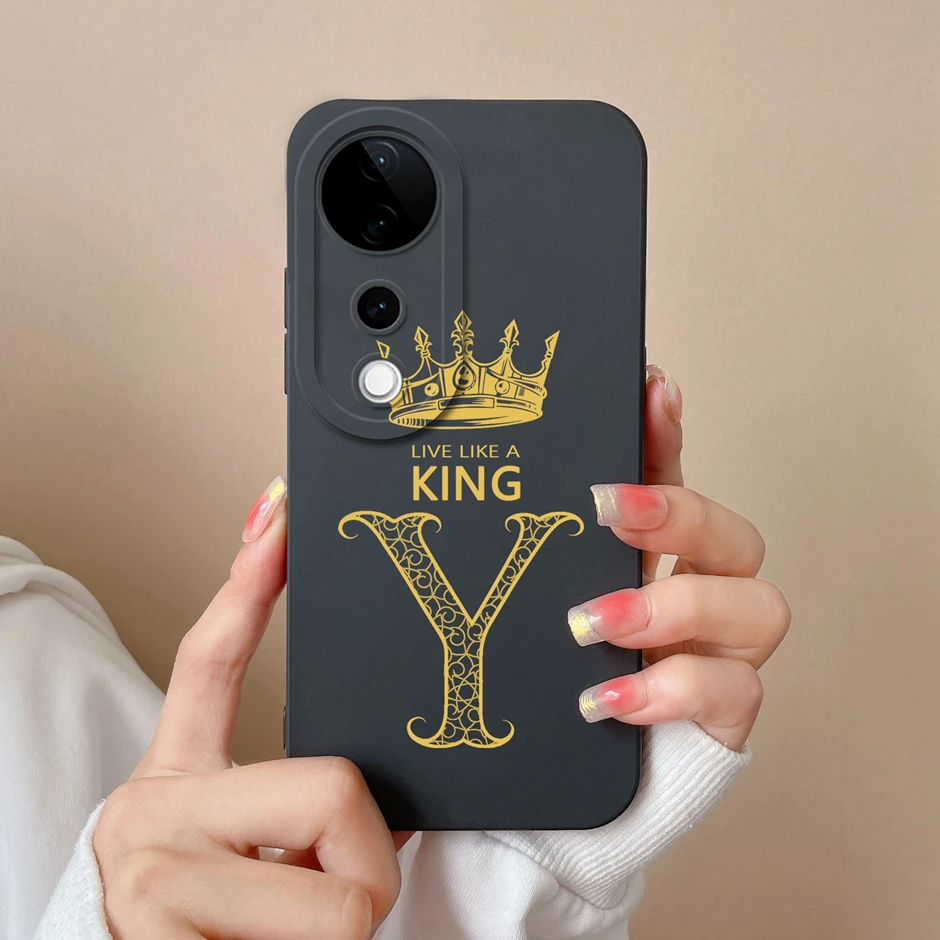 ДЛЯ Vivo V40 Pro SE Lite 5G Роскошная корона с буквами силиконовая мягкая защитная задняя