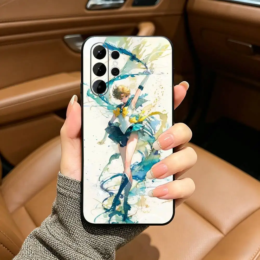 Фото Мягкий силиконовый чехол Sailor Moon-Uranus для Samsung S25, S24, S21, S22, S23, S30, Ultra, S20, Plus, FE, Lite - черный №2