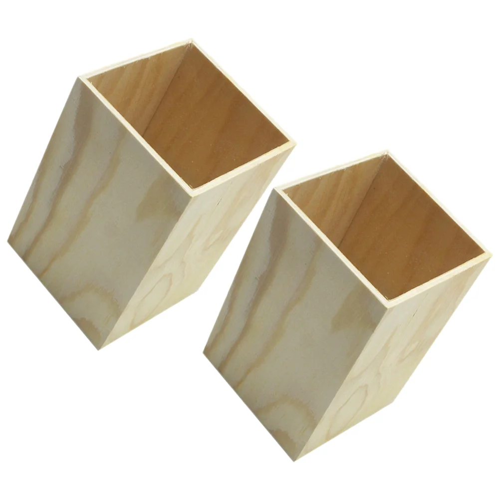 

2pcs Countertop Tableware Holder Wooden Pen Holders Desktop Makeup Brush Holders