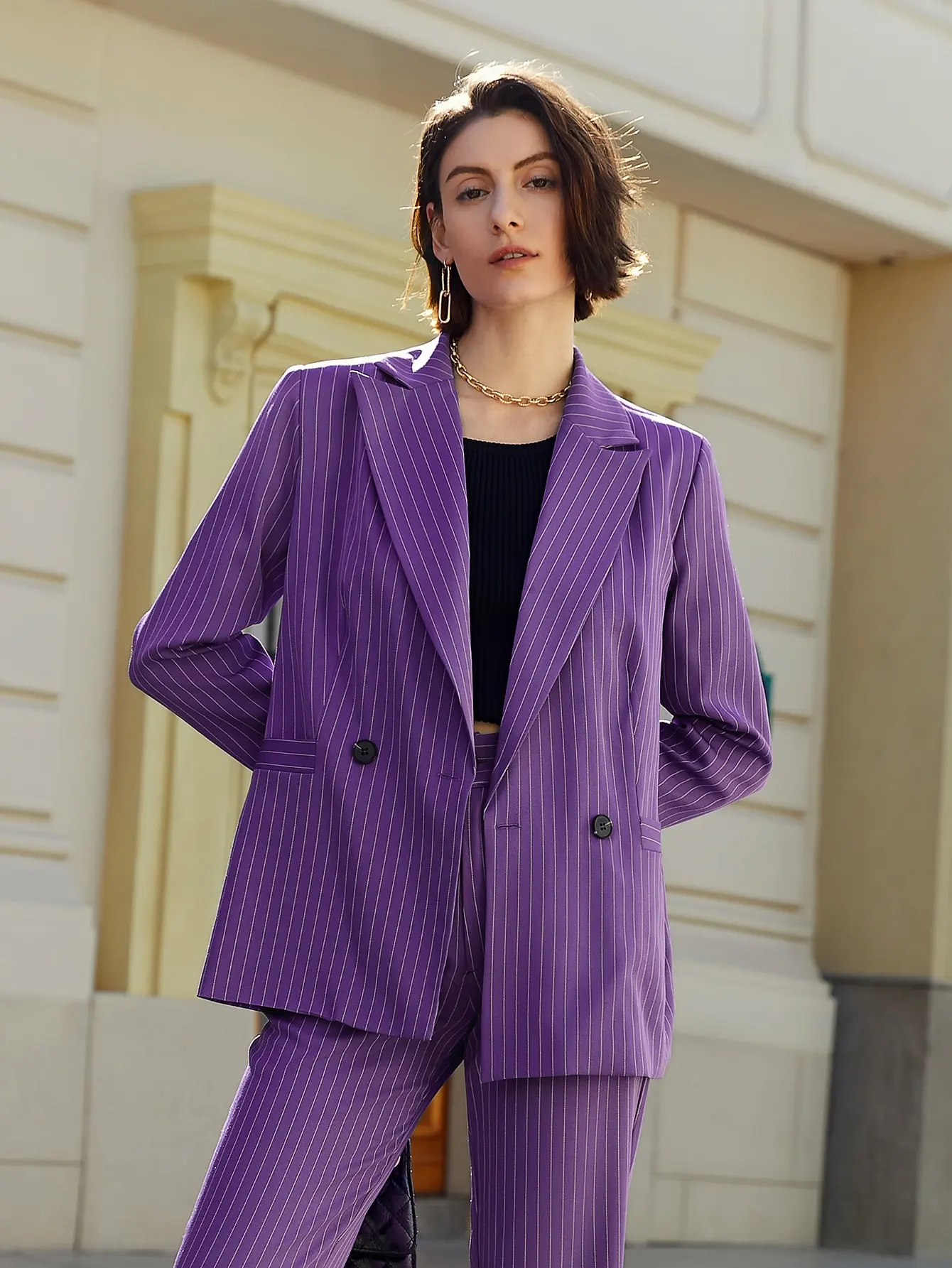 AEL женский пиджак осень 2024 новая мода полосатый свободный повседневный пальто