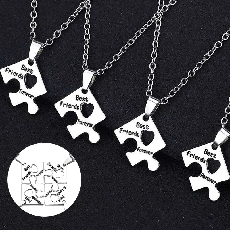 

Friendship Jewelry Choker Fashion 4PCS/Set Best Friends Necklace Puzzle Pattern