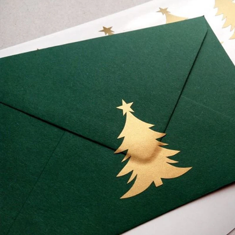 

Christmas Tree 20PCS Gold Vinyl Stickers Holiday Stickers Christmas Envelope Seals Gift Packaging xmas Stickers adhesive labels