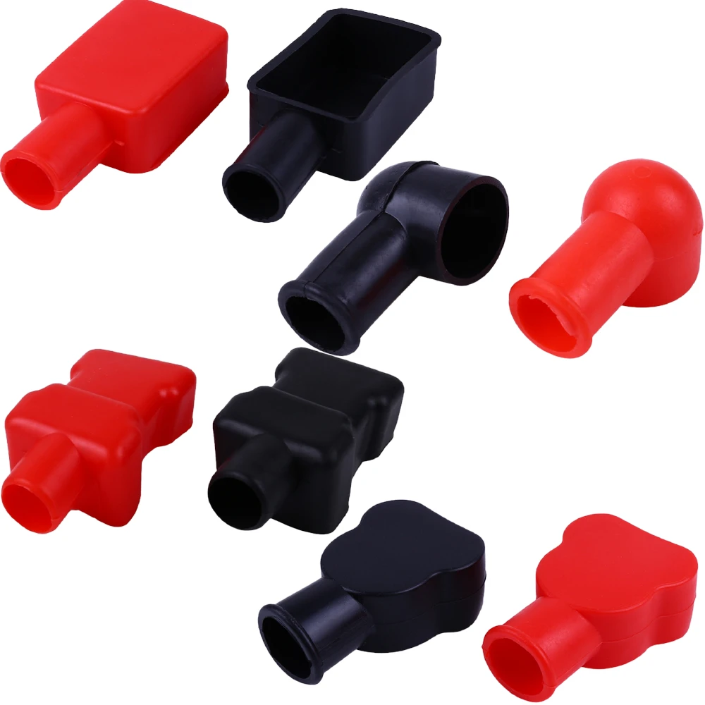

2pcs Car Battery PVC Insulate Terminal Cap 12V Negative Positive Protector Clamps Replacement Batteries Cover Car Accessories