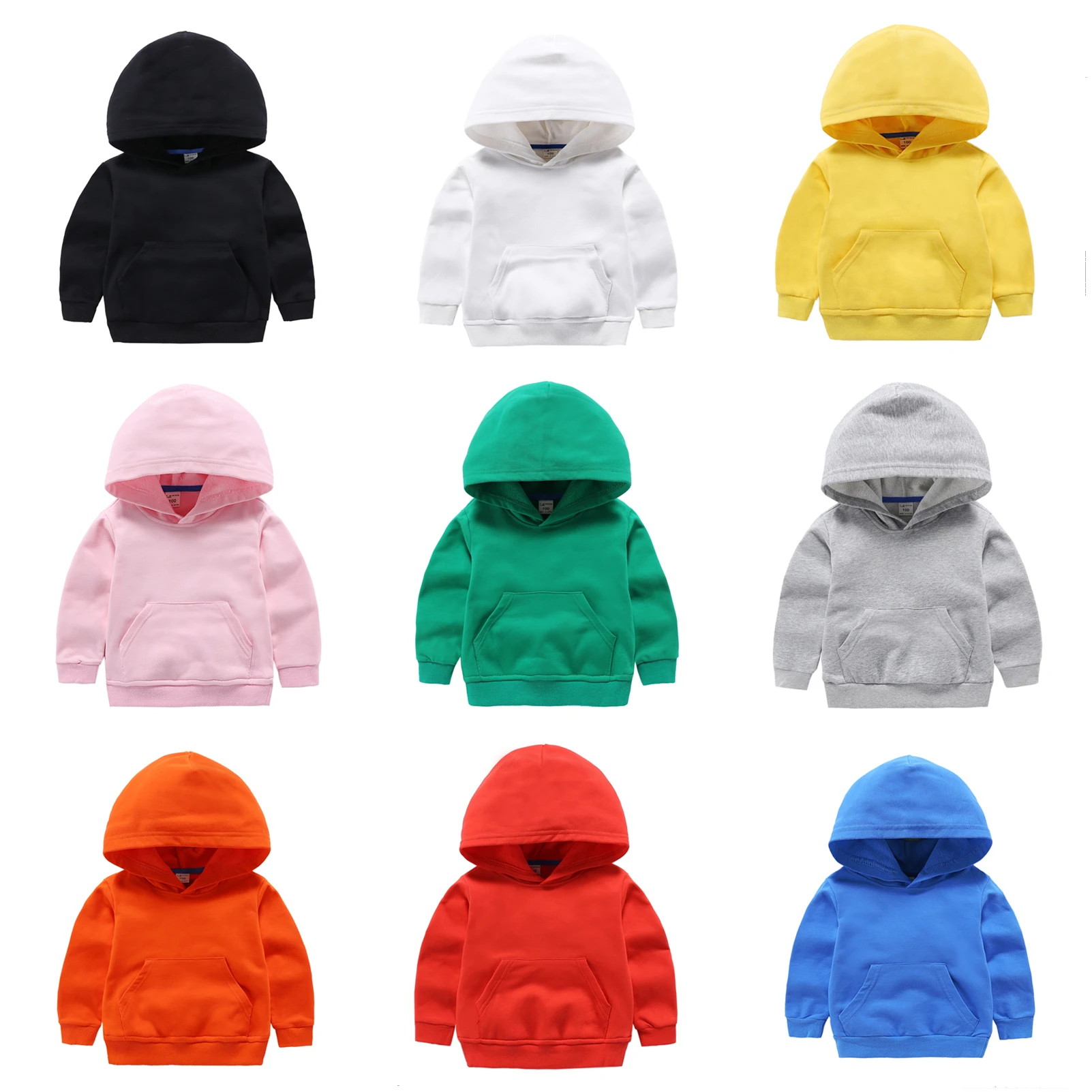 

New Autumn Winter Children's Baby Boys Girls Clothes Cotton Hooded Sweatshirt Fashion Solid Kids Hoodies Pullover Tops Coat