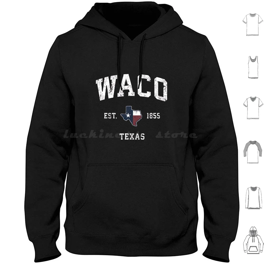 

Waco Техас Tx винтажный государственный флаг спортивный дизайн толстовка хлопок с длинным рукавом Сан-Антонио Техас Остин Даллас Баскетбол ко...