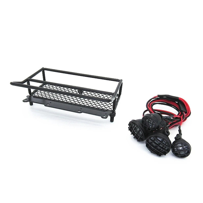 

For WPL D12 1/10 RC Car Drift Metal Carrier Roof Rack With LED Light