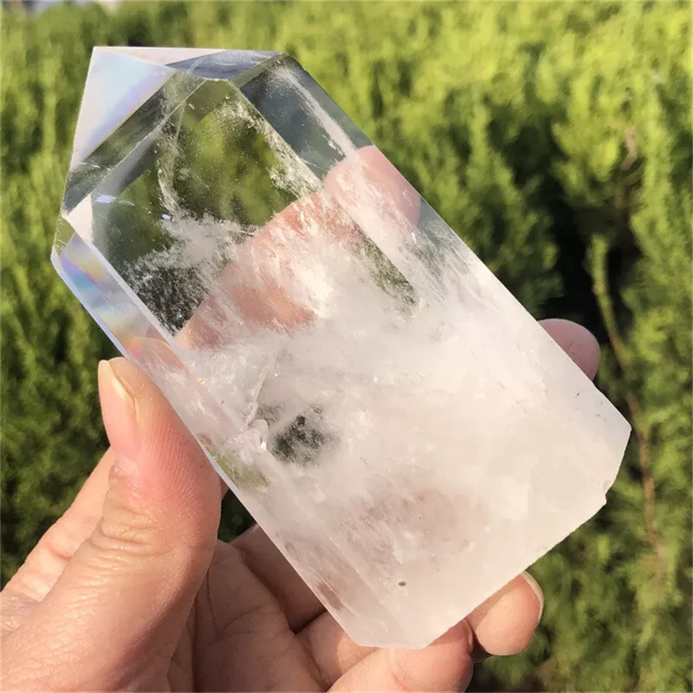 Natural White Transparent Quartz Obelisk Tower Mineral Reiki Healing Energy Demagnetization
