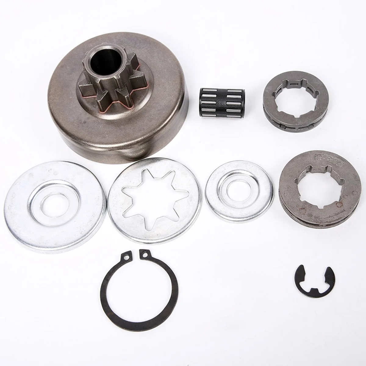 

3/8 Pitch Clutch Drum Sprocket Washer E-Clip Kit For Stihl 038 MS380 MS381 Chainsaw Clutch Kit Garden Tool Accessories
