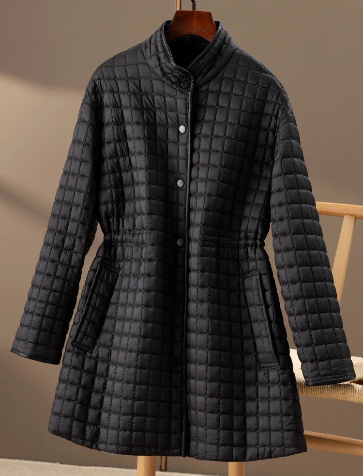 Design Thin Japan Style  Coats for Women Autumn/Winter Cotton  Covered Button  Slim  Casacos De Inverno Feminino 2022
