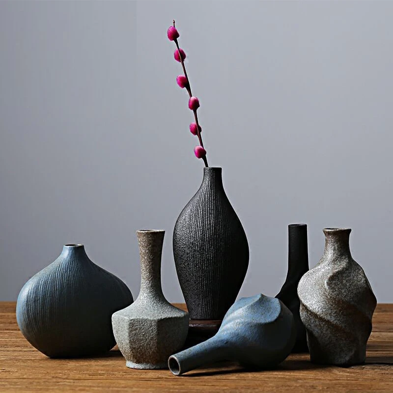 

Pottery Vase Decoration Household Room Decor Aesthetic Flower Arrangement Chinese Retro Flowerpot Stoneware Ceramic Pot Jarrones