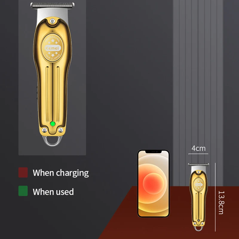 Профессиональный триммер для волос Kemei машинка стрижки золотого цвета Мужская