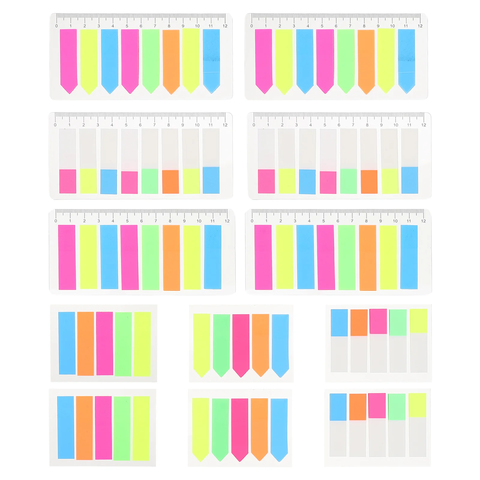 

12 Sets of Bright Color Page Markers Students Stick Motes Tabs Adhesive Stickers Sign Labels