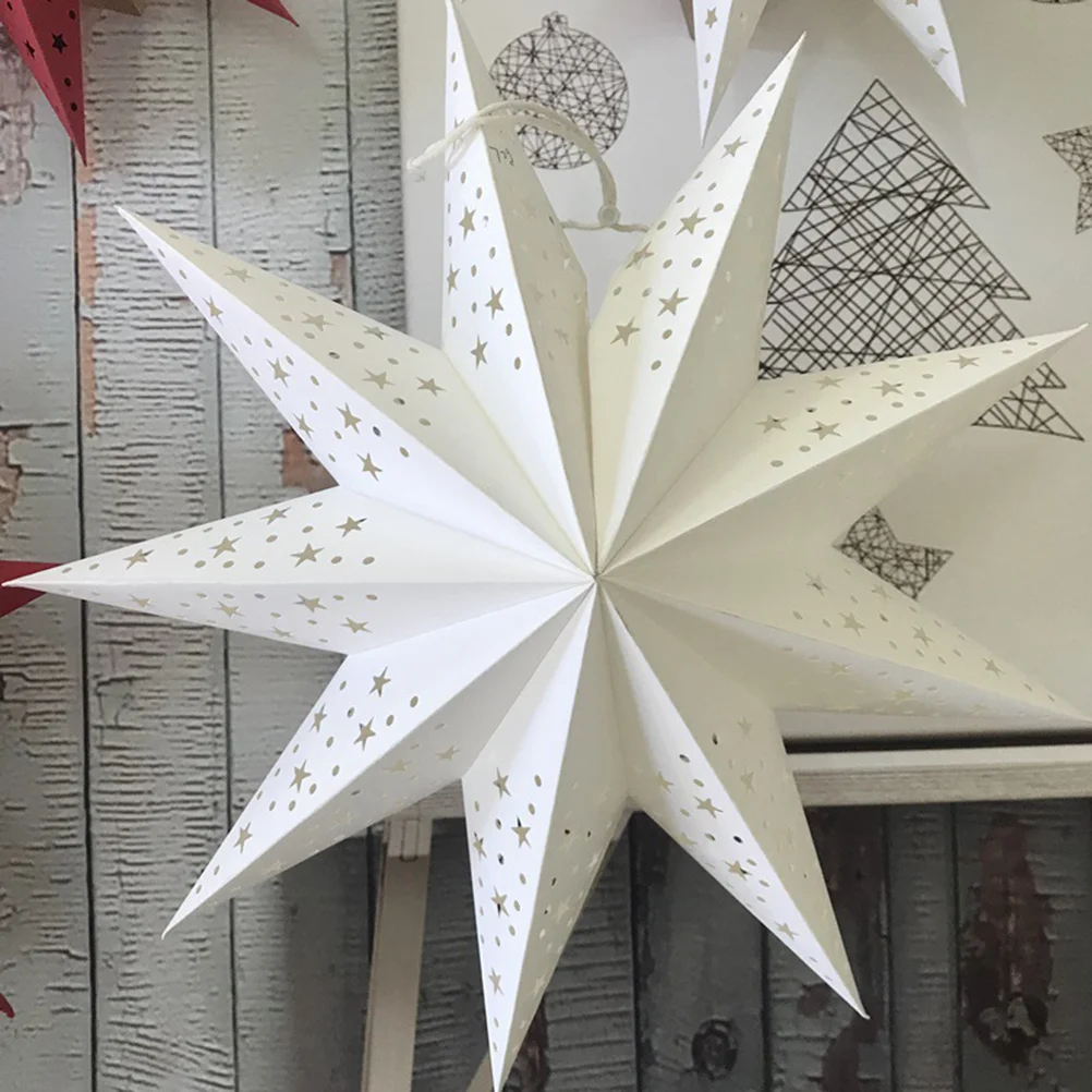 

Star Paper Lantern Lanterns Lamp Hanging Lampshade Shade Light Cover Stars Christmasshaped Hollow Out Pointed Folding Party