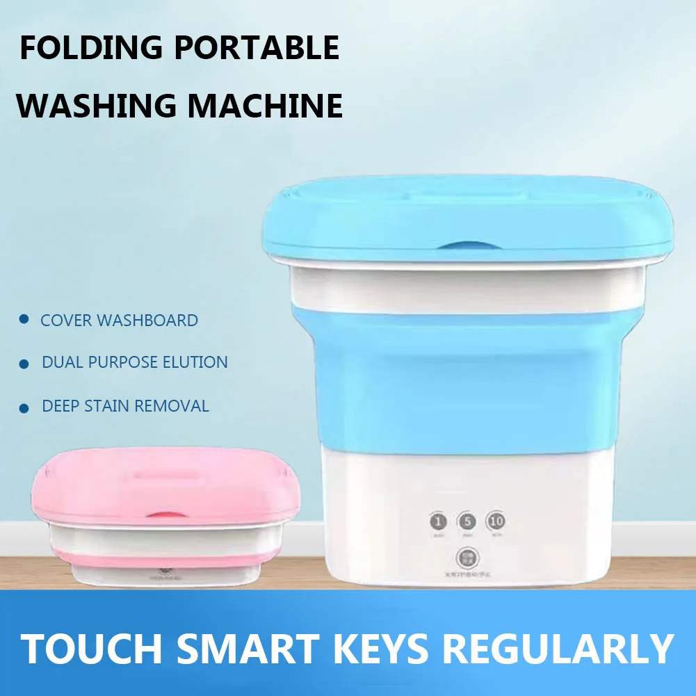 

Portable Folding Washing Machine with Dryer Bucket for Clothes Socks Underwear Mini Washing Machine Home Travel Cleaning Washer