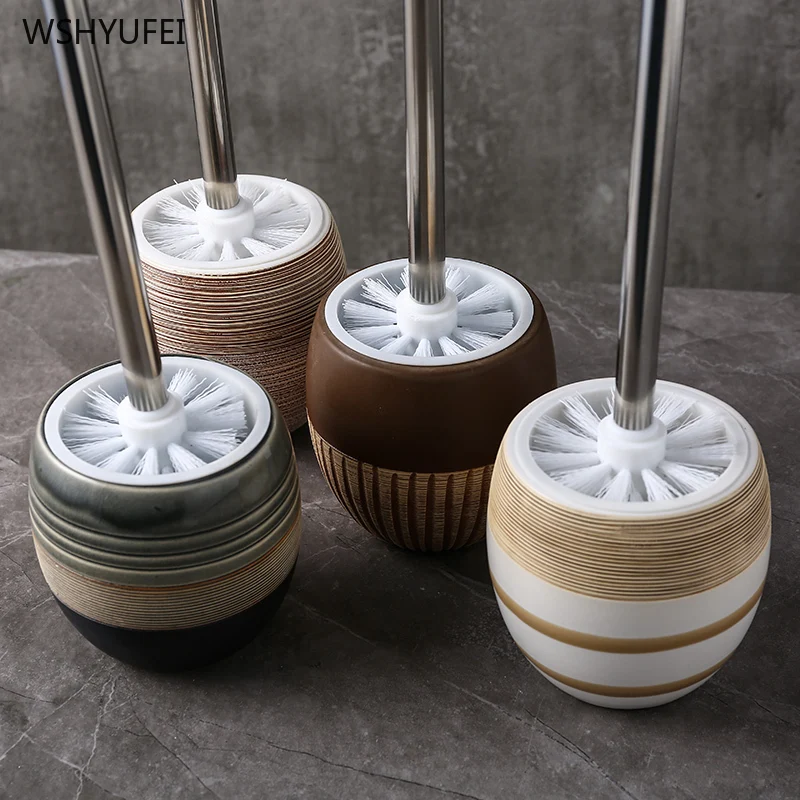 

1pcs ceramic toilet brush holder set clean long handle free punch washing toilet brush bathroom accessories set household items