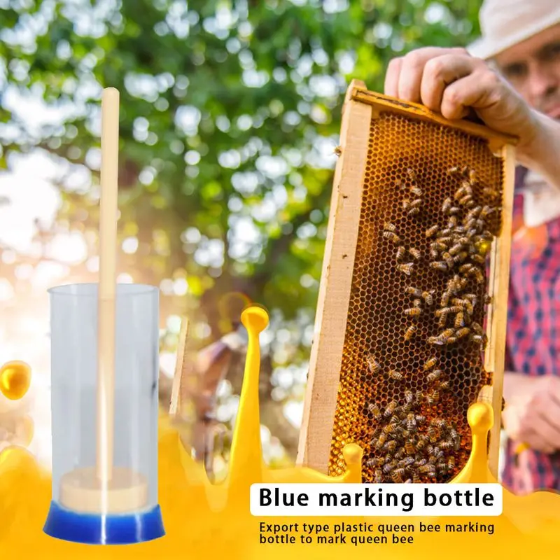 

Флакон с маркировкой «Queen Bee», оборудование для пчеловодства, маркировка «Queen», пластиковая бутылка с мягким плунжером, маркер для пчеловодс...