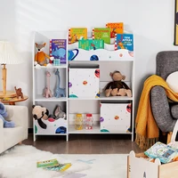 Kids Toy and Book Organizer Children Wooden Storage Cabinet with Storage Bins Living Room Bedroom Clothes Toy Storage Cabinet