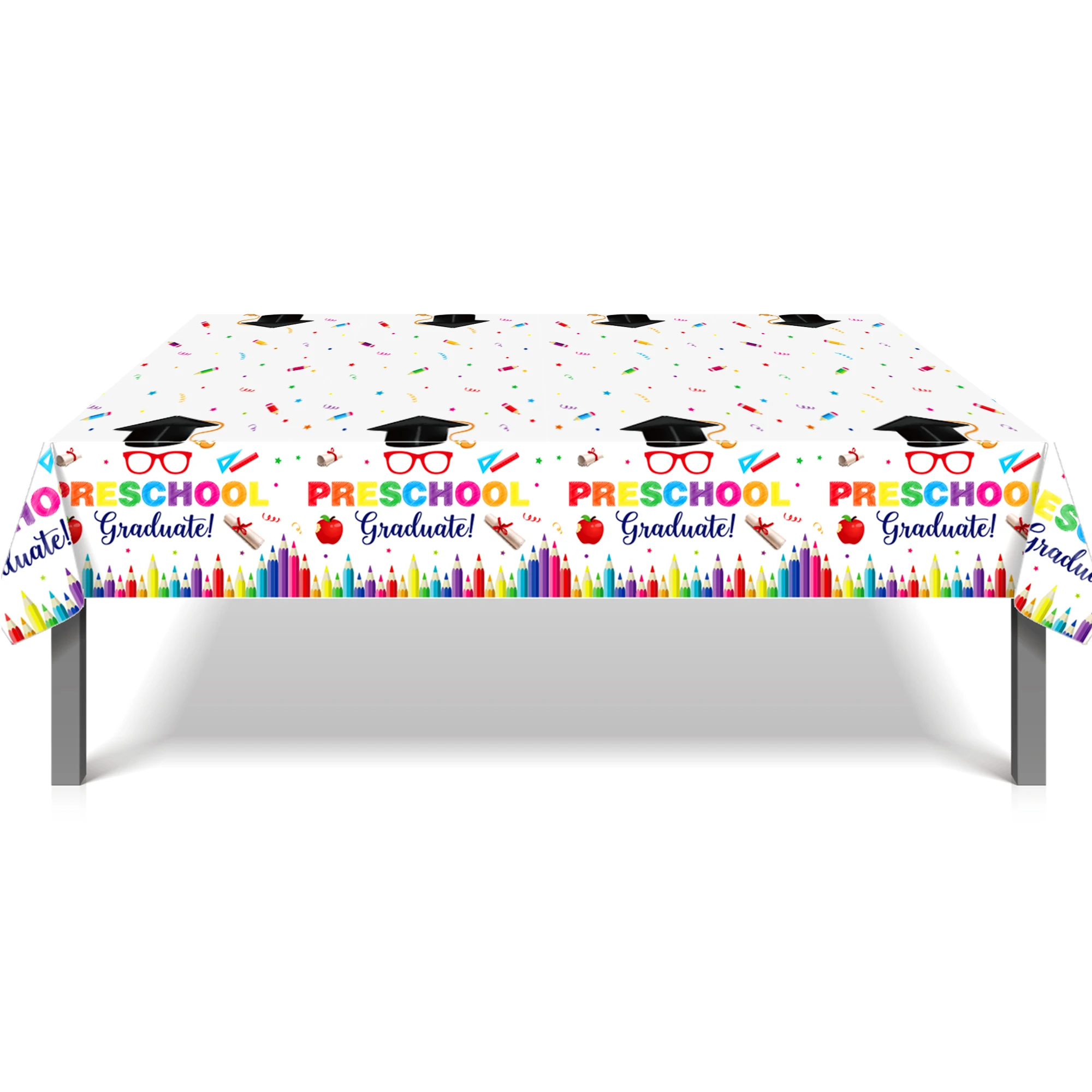 

130*220cm Preschool Graduate Party Disposable Tablecloth Kindergarten Gratuation Party Table Cover Outdoor Camping Mat Supplies