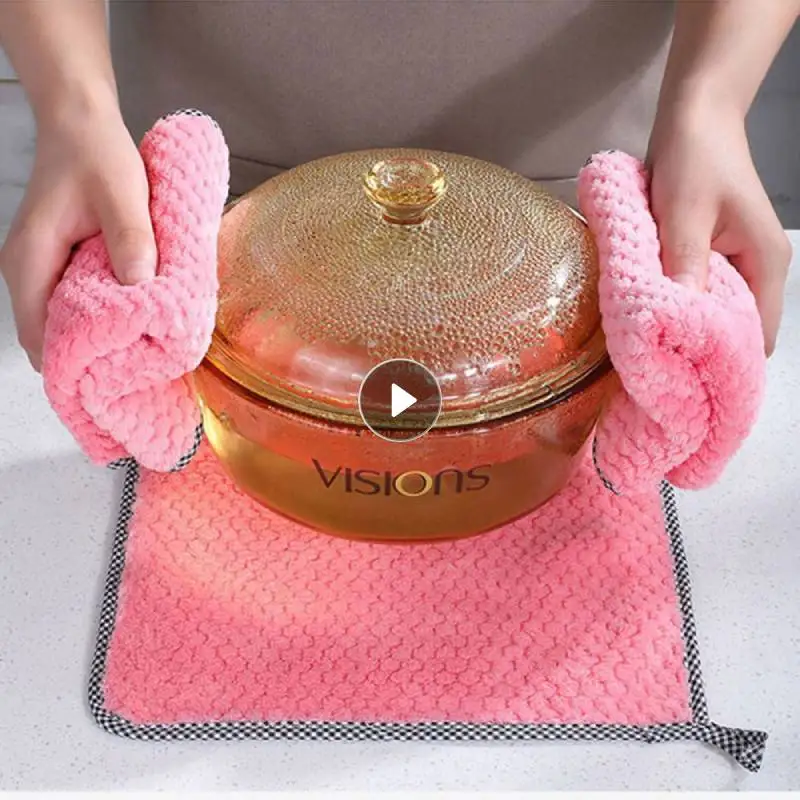 

5pcs Dish Cloth Thick Kitchen Daily Dish Towel Kitchen Rag Non-stick Oil Thickened Table Cleaning Cloth Home Accessories