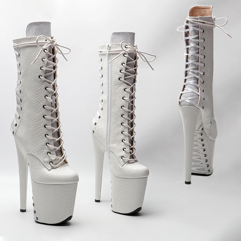 Leecabe  20CM/8inches Snake PU upper Pole dancing shoes High Heel platform Pole Dance boot