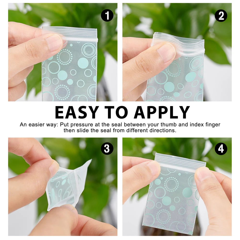 300Pcs Mixed Patterns PE Zip Lock Resealable Bags Mini Self Seal Bag for Jewelry Candy Cookies Snack Storage Packing Pouch
