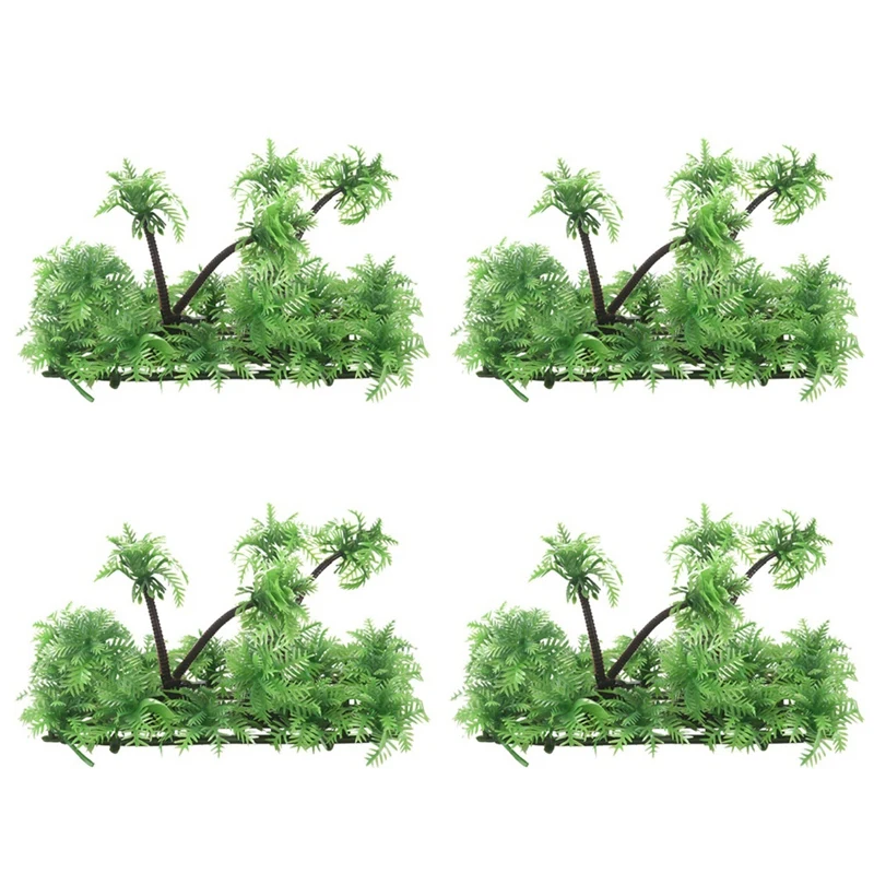 

4 Pcs 3.9 Inch Height Artificial Coconut Palm Plant For Aquarium Fish Tank Green