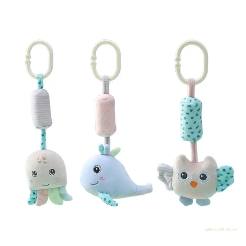

Y4UD Baby Toy with Rattles Owl Squeaker for Baby Bed Crib Car-Seat Wind Chimes