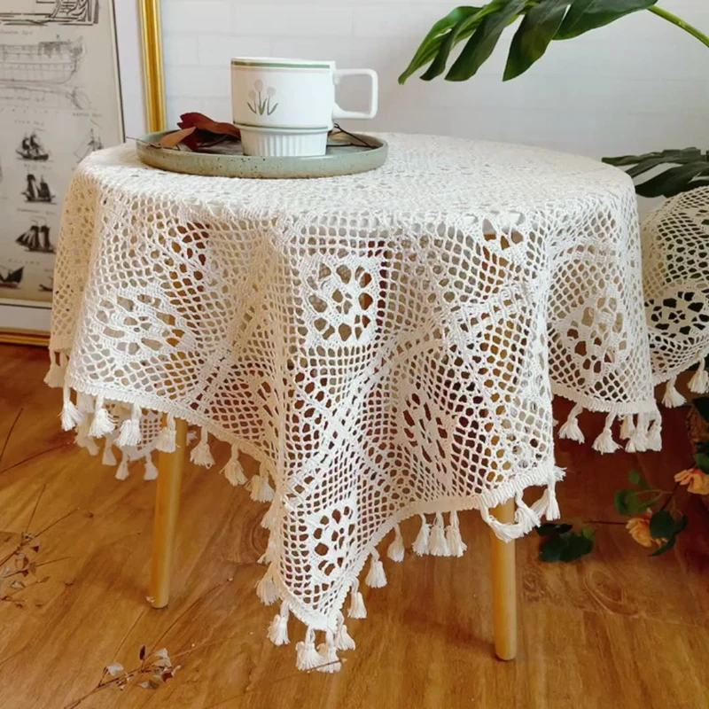 

Tablecloth Crochet Room Pastoral 테이블보 Cloth Hollow Kitchen Decoration For Round Dining Style 식탁보 Cover Table Wedding Lace Table