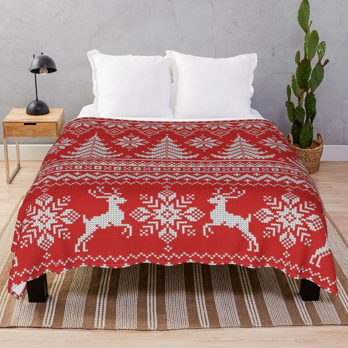 Red Christmas Knit Blankets Coral Fleece Spring/Autumn Soft Unisex Throw Blanket for Bedding Sofa Camp Office