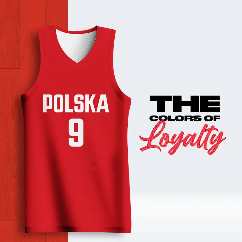 

Basketball Jerseys For Men Full Sublimation Polska Letter Customizable Name Logo Printed Sportwear Quick Dry Training Tracksuits