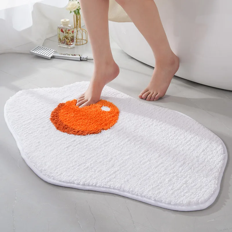 

Мультяшные коврики для ванной, нескользящий коврик для ванной, абсорбирующий Коврик для пола в виде жареных яиц, коврик в спальню с яичным желтком