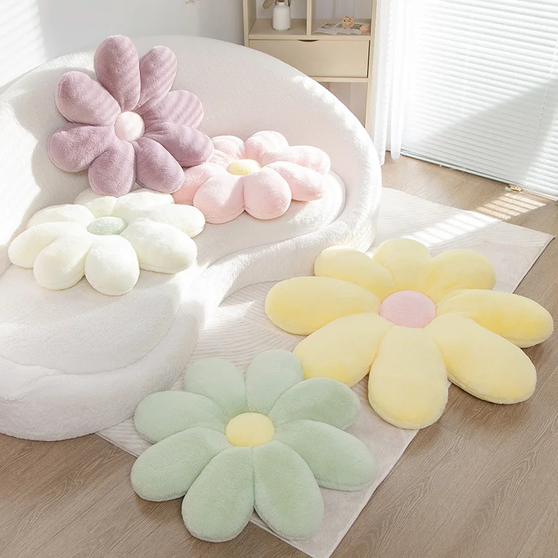 

60/80cm Cute Flower Throw Pillow Soft Stuffed Cotton Cushion Living Bedroom Home Chair Decorative Pillows Floor Mat Girls Gifts