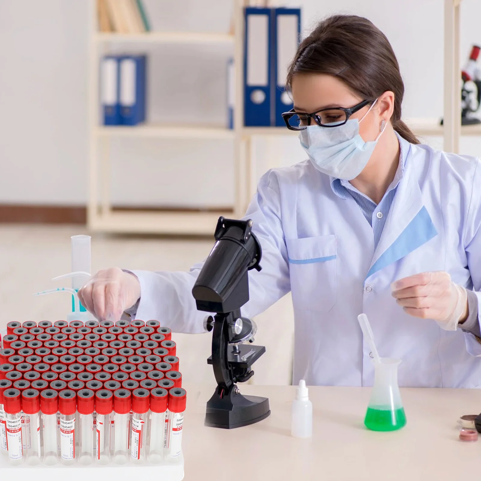 100 шт. лабораторный контейнер для образцов 10 мл пробирки сбора крови с крышками