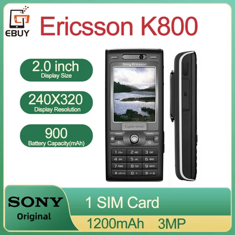 Оригинальный мобильный телефон Sony Ericsson K800 GSM 2G 3G 2,0 дюйма, 3-мегапиксельная камера, Bluetooth FM-радио, разблокированный мобильный телефон