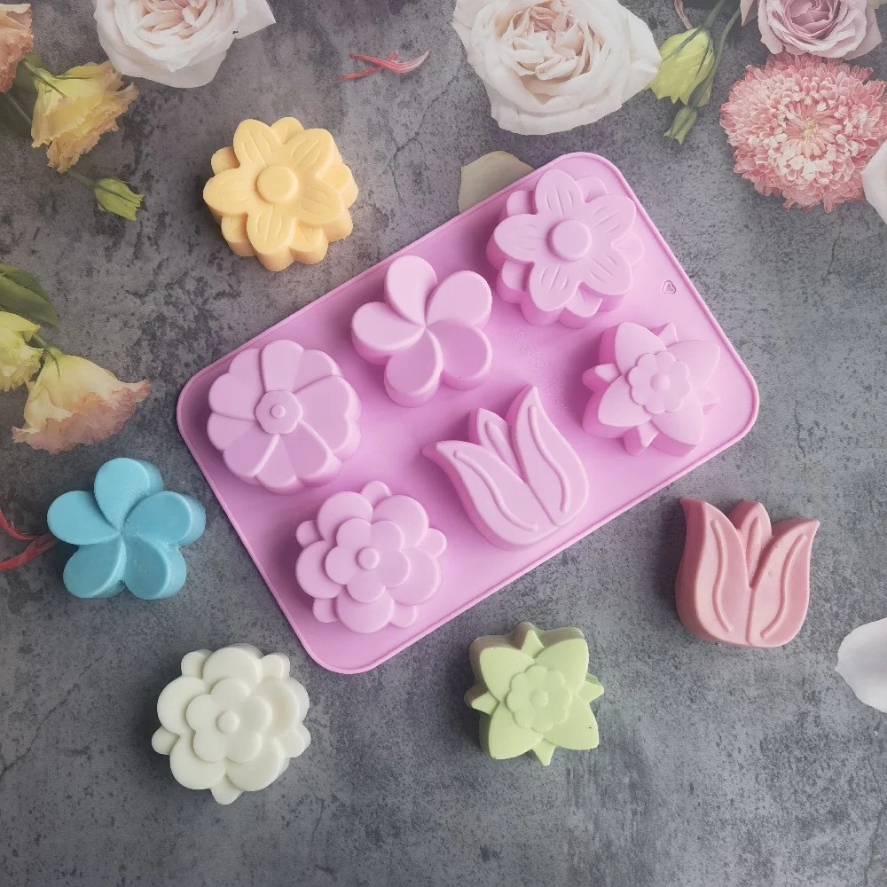 

Flower Shaped Silicone Soap Mold DIY Handmade Candle Mould Chocolate Biscuit Cake Decoration Molds for Baking Craft