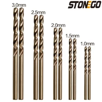 stonego 10pcs twist drill bit straight handle high speed steel cobalt m35 grinding for stainless steel metal reamer drill bit