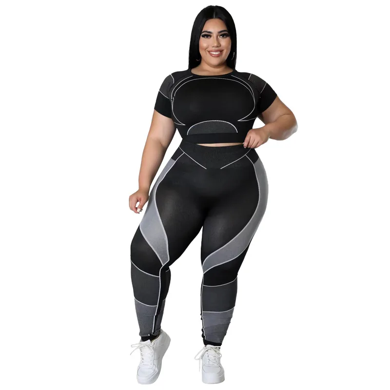 

Женский костюм из футболки и брюк, размеры до 5XL
