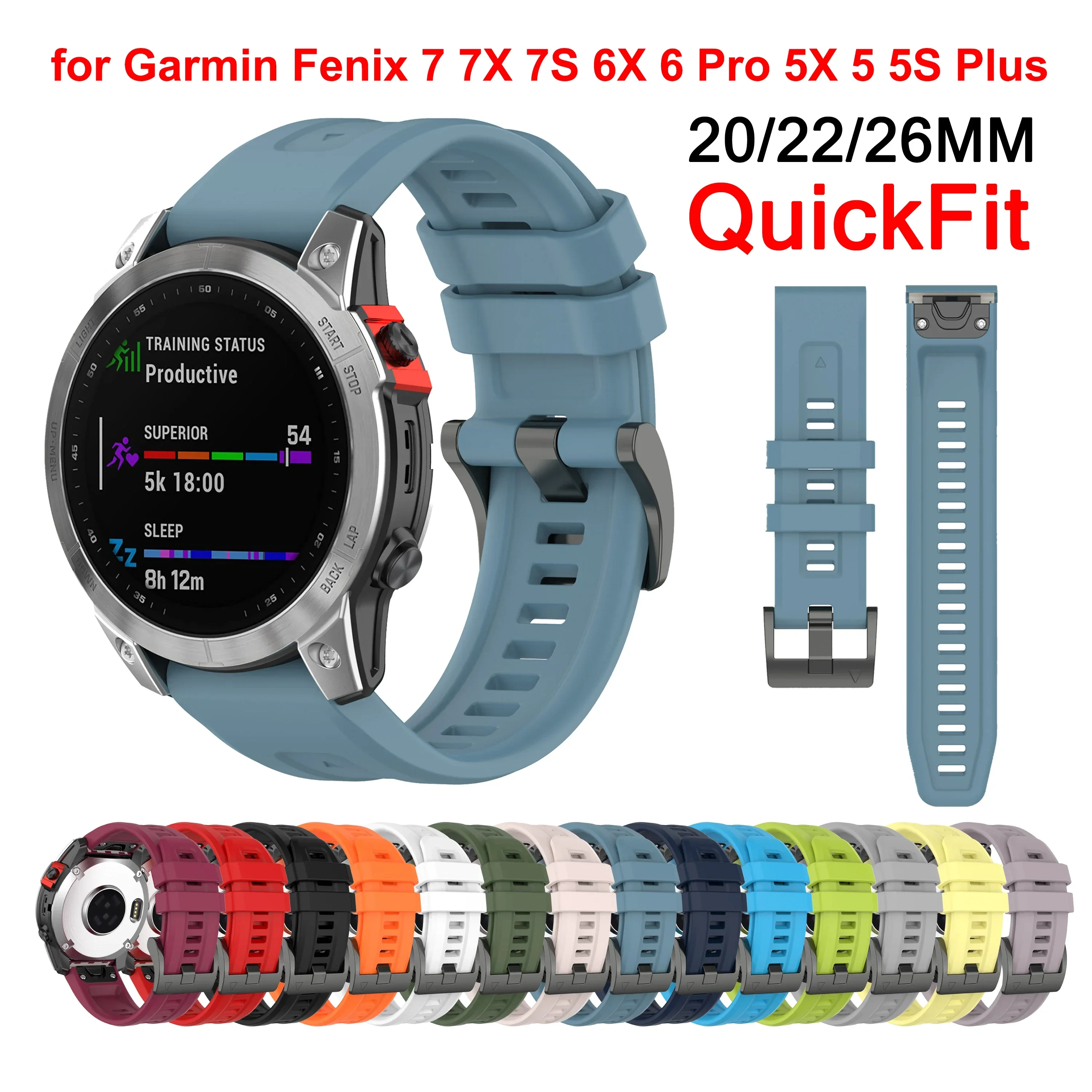 Силиконовый браслет для Garmin fenix 7X 7 7S 6 6X Pro ремешок часов 5X 5S Plus 3HR 945 935 запястья 20 22 26