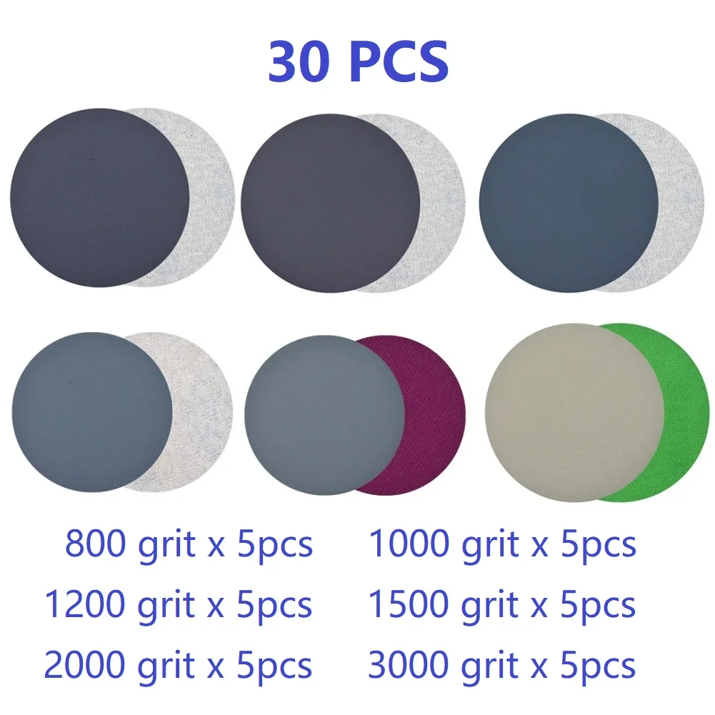 3-дюймовые 75 мм шлифовальные диски, влажная/сухая наждачная бумага, 320/400/600/800/1000/1500, зернистость, крючок, петля, круглый шлифовальный диск, 10/25/30/50 шт.