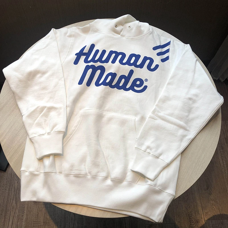 

Human Made Hooded Pullovers Top Quality Printed Letter White Oversized Cotton Fleece Hoodies