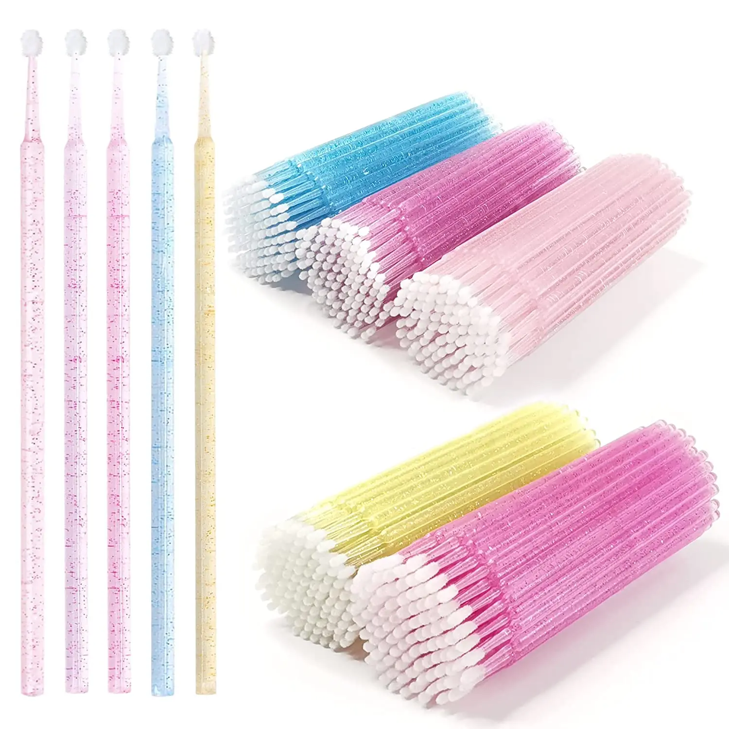 

10 Bag Crystal Micro Brushes Micro Applicator Brush Disposable Eyelash Wands Micro swabs for Eyelash Extension