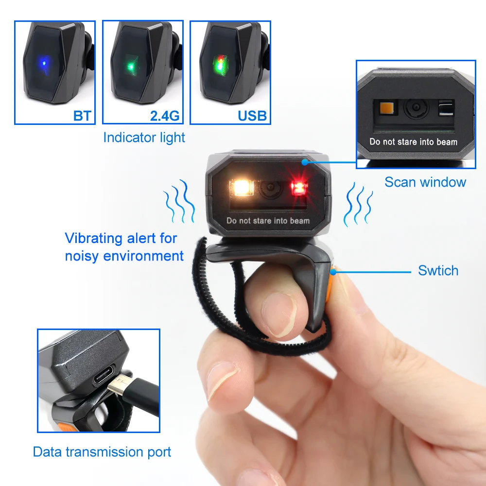 GTCODESTAR GT-S101 2D беспроводной Bluetooth-считыватель штрих-кодов мини Qr считыватель штрих-кодов портативное переносное кольцо 2,4G USB-сканер штрих-кода (art.: 3920cea2b686d) - 3920cea2b686d