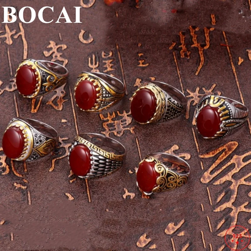 

Кольцо BOCAI из настоящего серебра S925 пробы, модные ювелирные украшения на Ближний Восток, ювелирные изделия из чистого серебра для мужчин