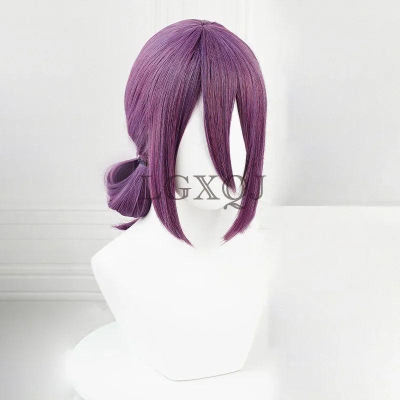 В наличии Reze Косплей Парик Аниме Бензопила Человек 45 см Кожа головы Фиолетовый