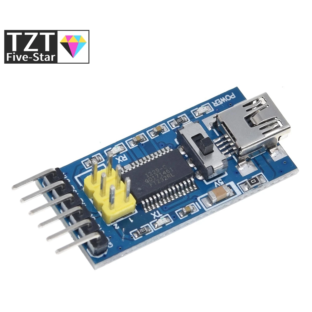 Фото Базовый модуль-адаптер FTDI FT232RL USB-TTL для Arduino, преобразователь последовательного интерфейса, 3.3В/5В, с переключателем FT232 №5