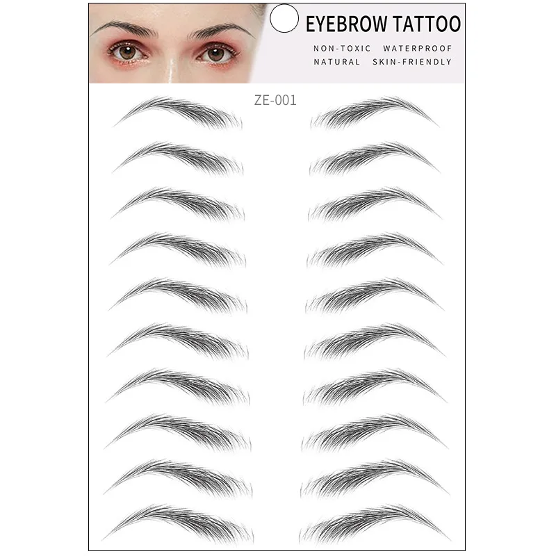 

6D Water-based Hair-liked Authentic Eyebrow Tattoo Sticker Waterproof Cosmetics Long Lasting Makeup False Eyebrows Stickers